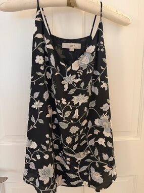 LOFT Black Floral Strapless-Look Slip Dress